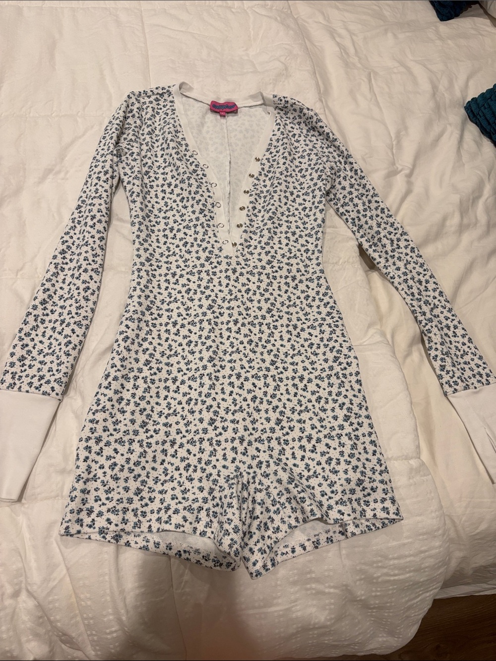 Floral Button Up Sleep Romper Onesie
